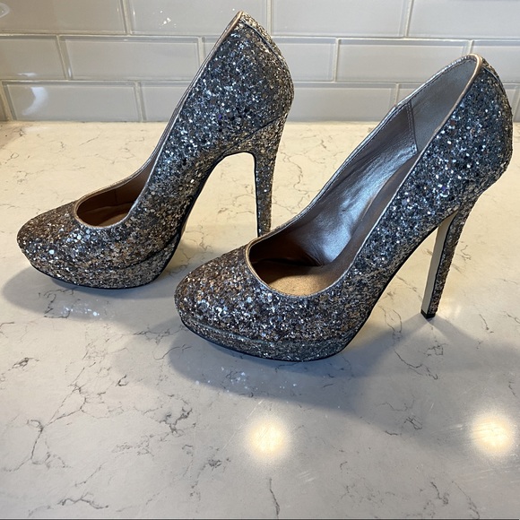 Spring high heels gold/silver ombre very subtle size 7.5 - Picture 1 of 5